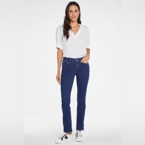 NYDJ Womens Sheri Slim Leg Mid Rise Dark Wash Denim Jean. Sz 12